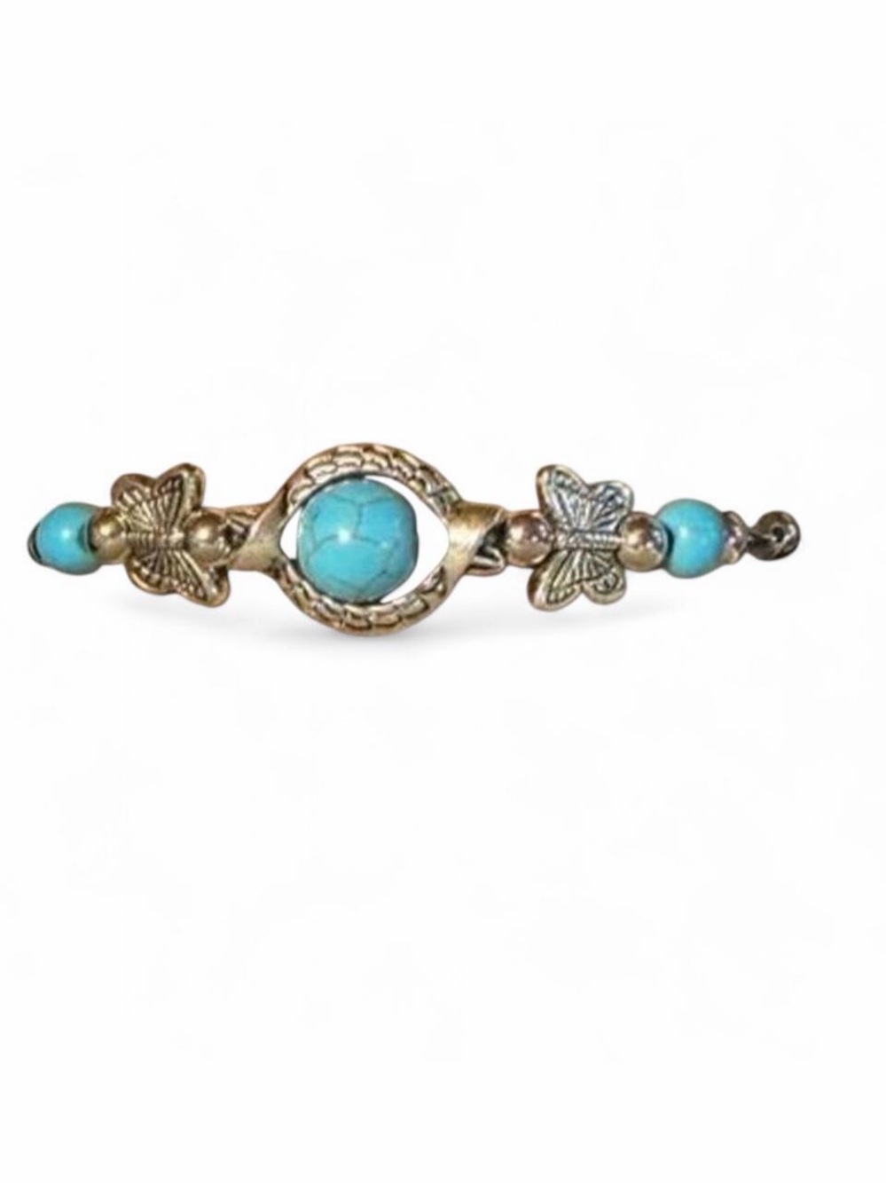 Turquoise Stone Butterfly Accent Bracelet